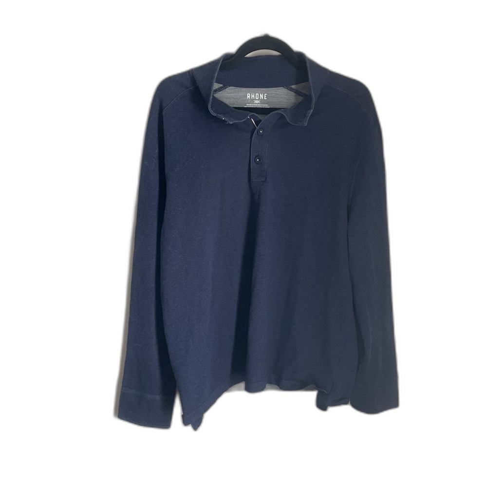 Rhone Henley Shirt Mens XL Blue Heathered Wool Blend Long Sleeve Pullover